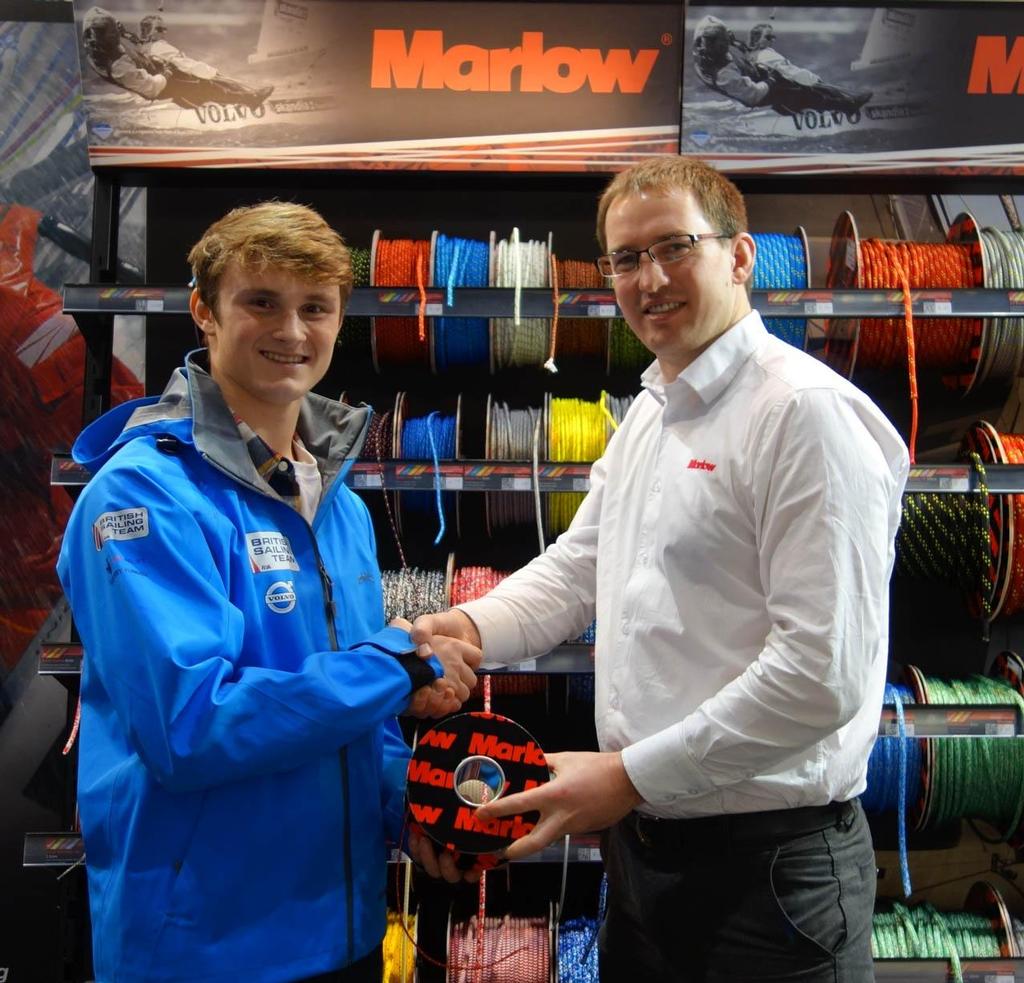 RS:X windsurfer Kieran Martin accepts the Marlow Ropes Award at 2014 London Boat Show © RYA http://www.rya.org.uk